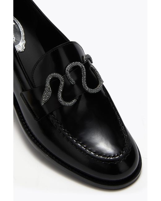 Rene Caovilla Black Morgana Calf/Jet Hematite Strass Slip
