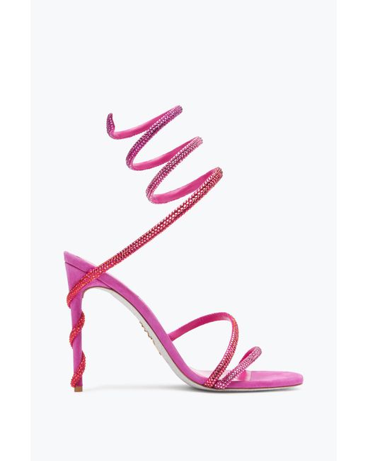 Rene Caovilla Pink Margot Shocking Sandal With Degradé Crystals 105