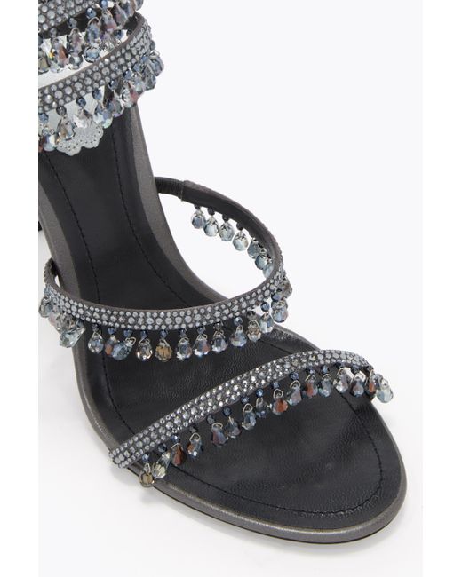 Rene Caovilla White Chandelier Gunmetal Sandal 105