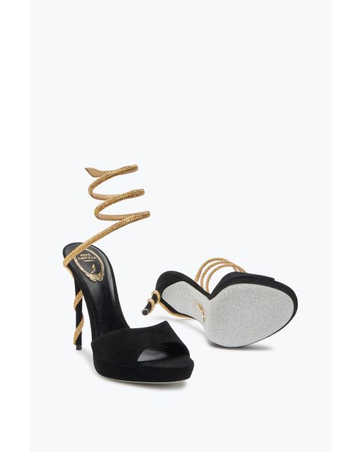 Rene Caovilla White Margot Suede And Platform Sandal 120