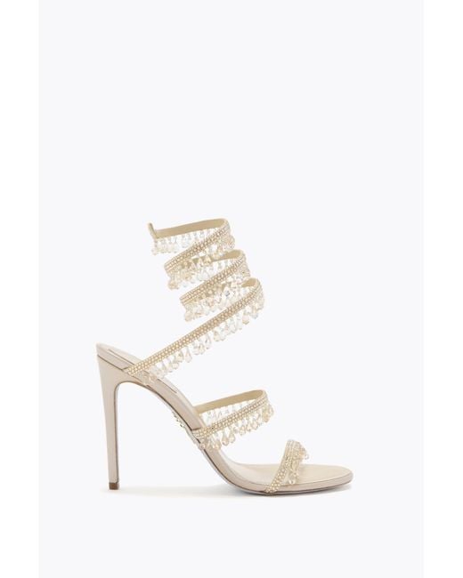 Rene Caovilla White Chandelier Satin/G.Shadow Strass Sandal