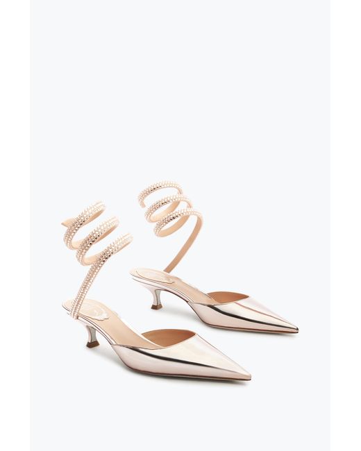 Rene Caovilla White Cleo Rose Pump With Crystals 50