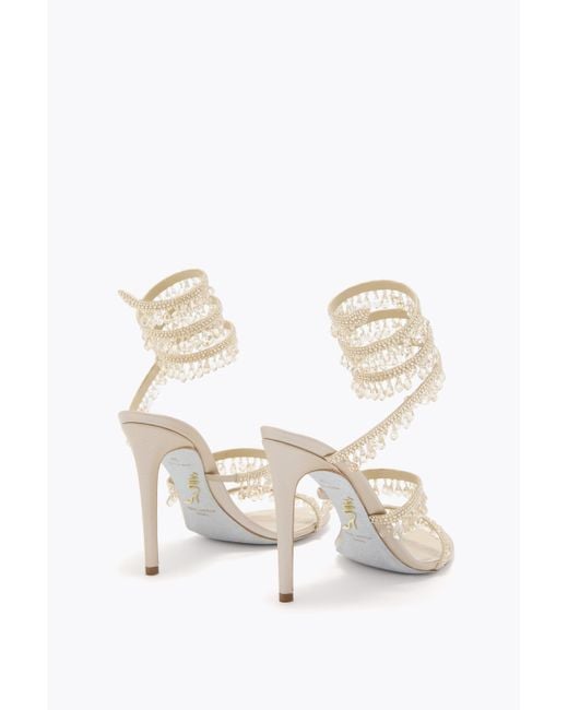 Rene Caovilla White Chandelier Satin/G.Shadow Strass Sandal