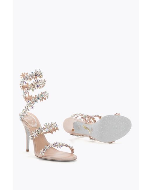 Rene Caovilla White Eva Nude Sandal 100
