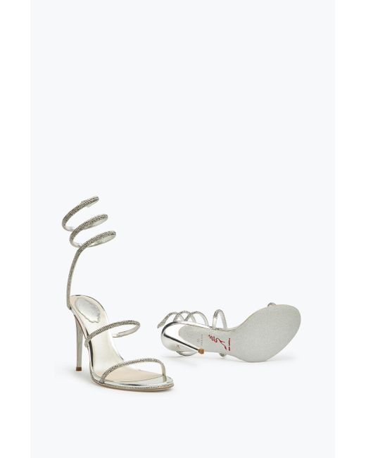 Rene Caovilla White Cleo Crystal Sandal 105