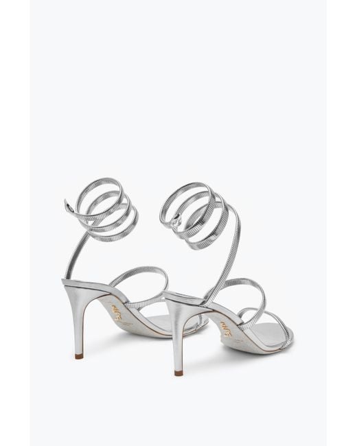 Rene Caovilla White Juniper Lamb/ Metal Snake Sandal