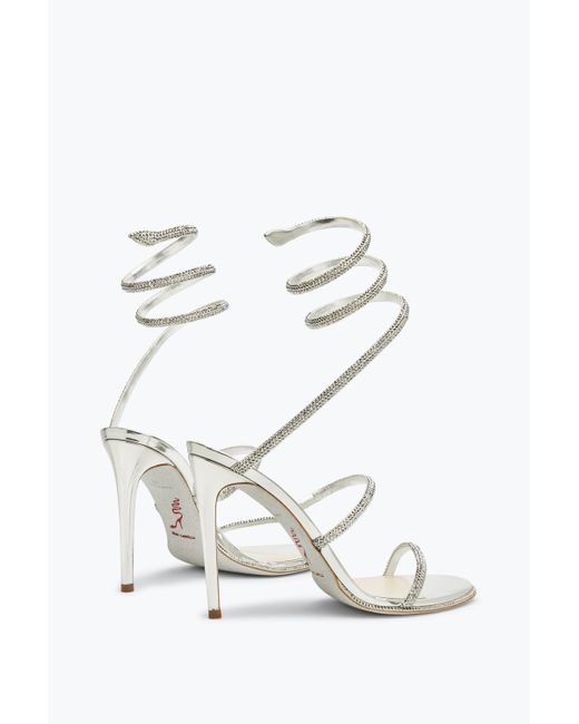 Rene Caovilla White Cleo Crystal Sandal 105