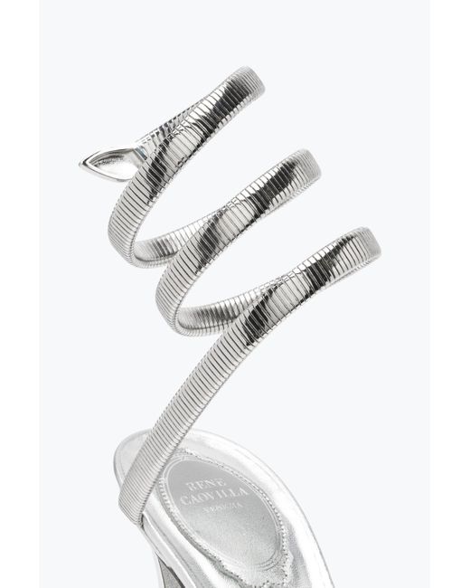 Rene Caovilla White Juniper Lamb/ Metal Snake Sandal