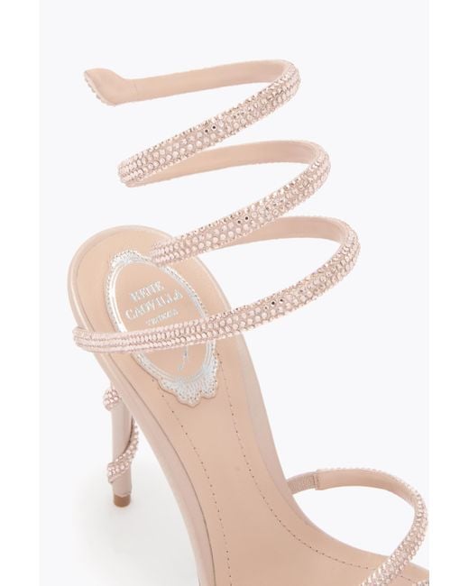 Rene Caovilla White Margot Nude Platform Sandal 120