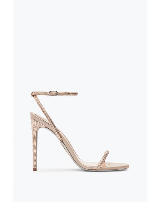 Rene Caovilla White Ellabrita Crystal Blush Sandal 105