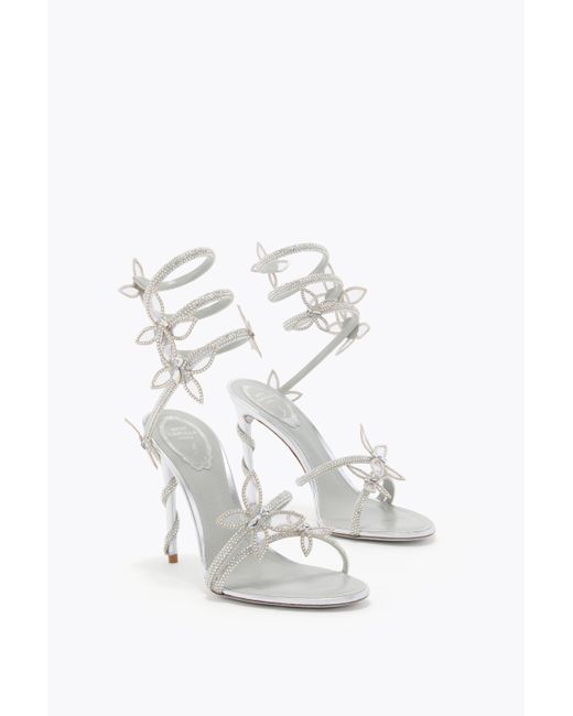 Rene Caovilla White Margot Mirrored Sandal With Butterflies 105