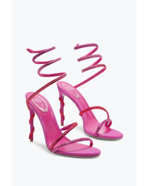 Rene Caovilla Pink Margot Shocking Sandal With Degradé Crystals 105