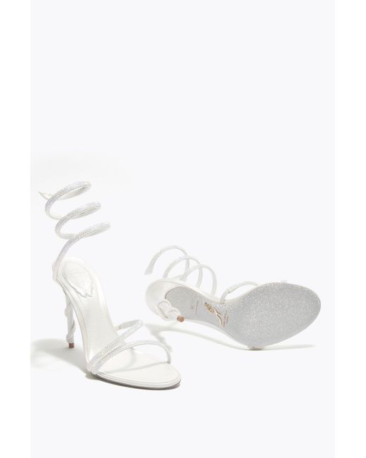 Rene Caovilla White Margot Ivory Satin-Lamb/Trasmission Strass Sandal