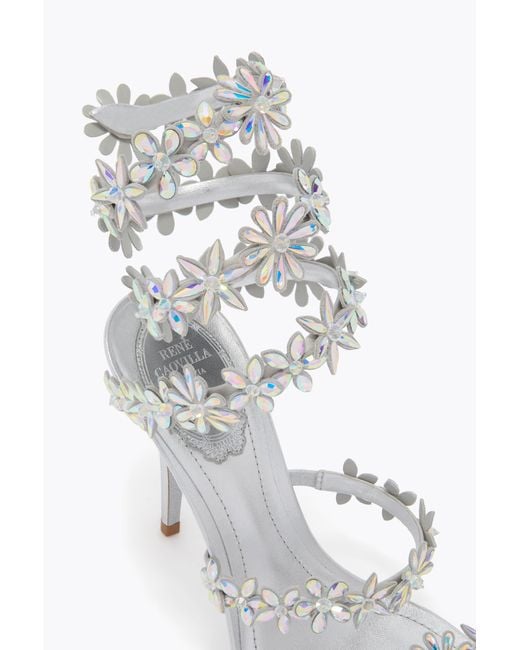Rene Caovilla White Eva Metallic Sandal 100