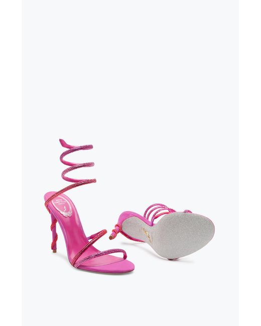 Rene Caovilla Pink Margot Shocking Sandal With Degradé Crystals 105