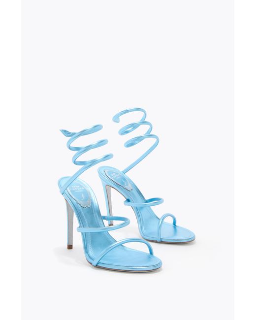 Rene Caovilla Blue Cleo Metallic Light Sandal 105
