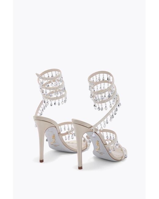Rene Caovilla White Chandelier Sandal With Pearls 105