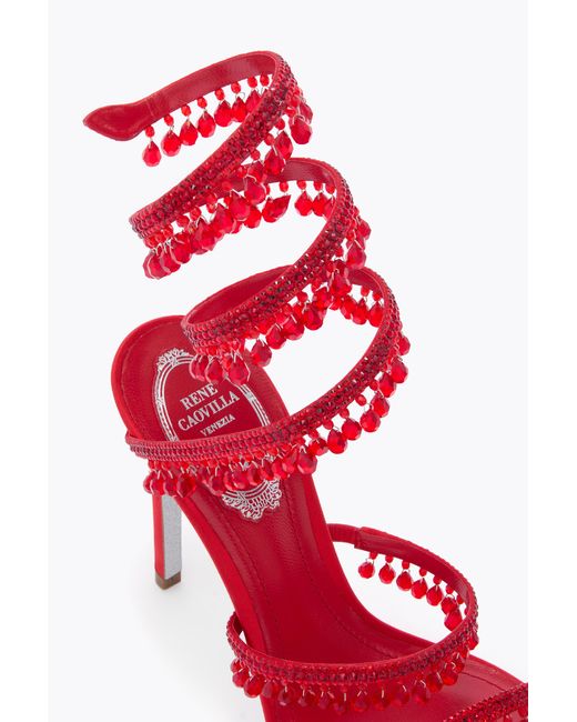 Rene Caovilla Red Chandelier Sandal 105
