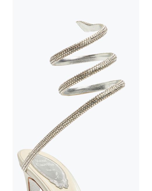 Rene Caovilla White Evening Satin Sandals Cleo