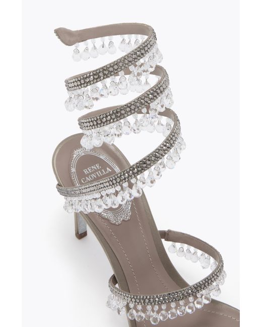 Rene Caovilla White Chandelier Dove Sandal 80
