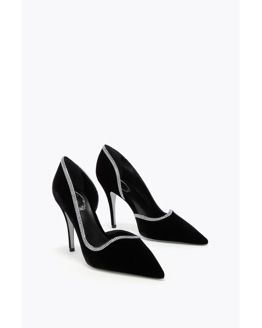 Rene Caovilla Black Onda Velvet Pump 100