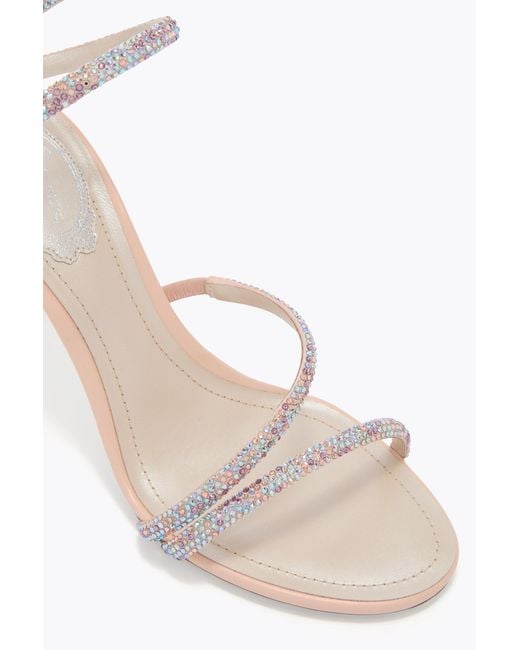 Rene Caovilla White Margot Sandal With Multicolored Crystals 80