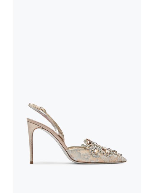 Rene Caovilla White Jewel Slingbacks Veneziana