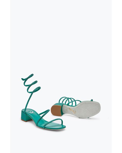 Rene Caovilla Green Cleo Crystal Emerald Sandal 35