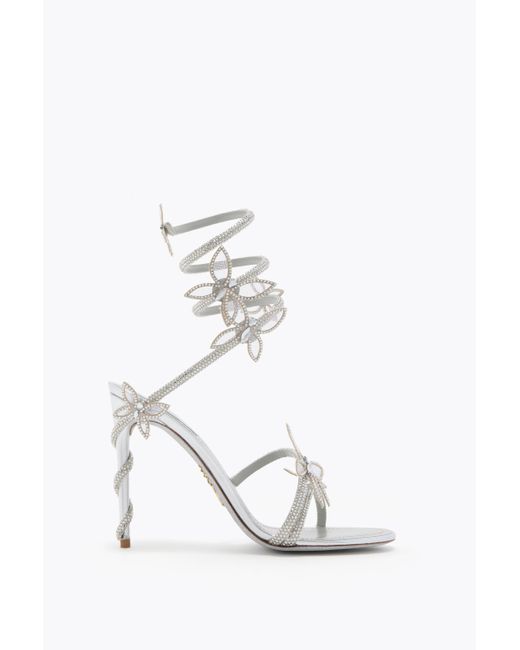 Rene Caovilla White Margot Mirrored Sandal With Butterflies 105