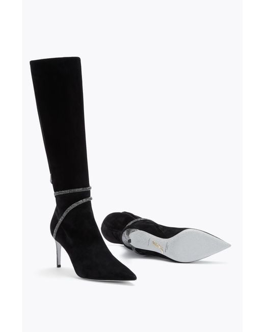 Rene Caovilla Black Cleo Suede Boot 80