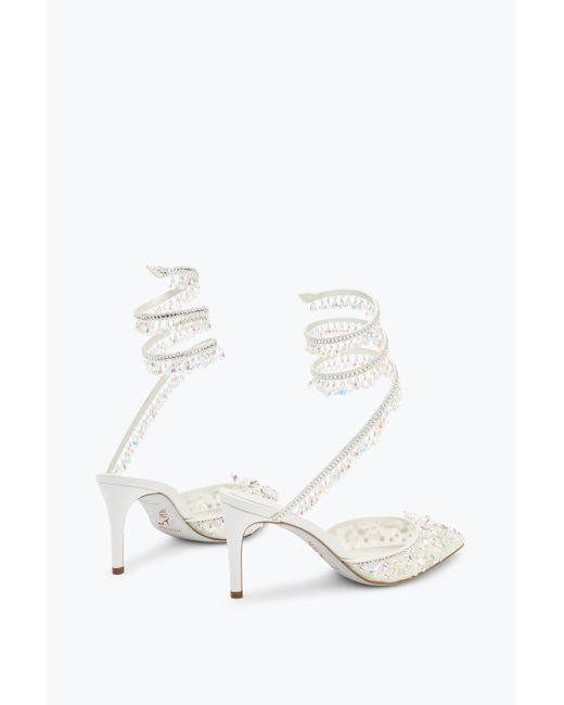 Rene Caovilla White Jewel Chandelier Pumps