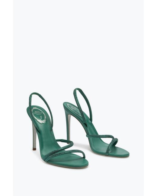 Rene Caovilla Green Irina Crystal Emerald Sandal 105