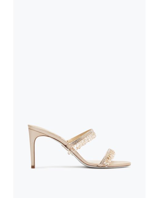 Rene Caovilla White Chandelier Ivory Slider Sandal 80