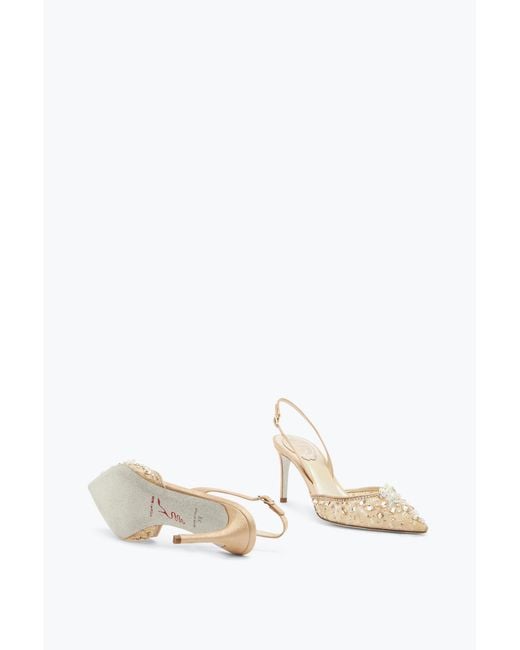 Rene Caovilla White Slingback With Jewel Stones Cinderella