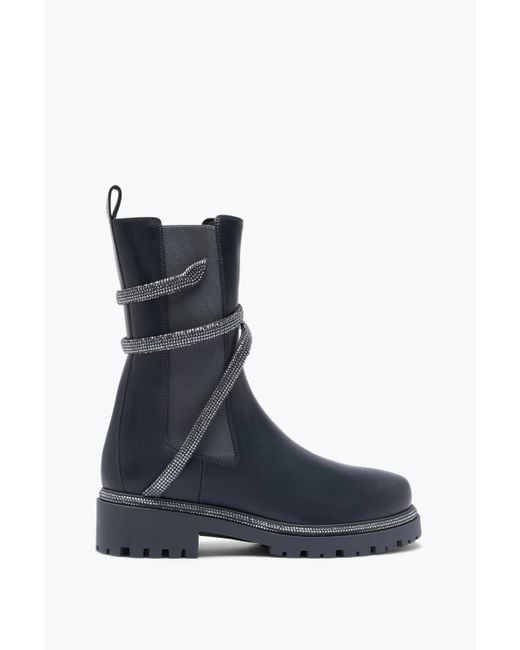 Bottine Cleo Noir-Argent Avec Cristaux 25 Rene Caovilla en coloris Blue