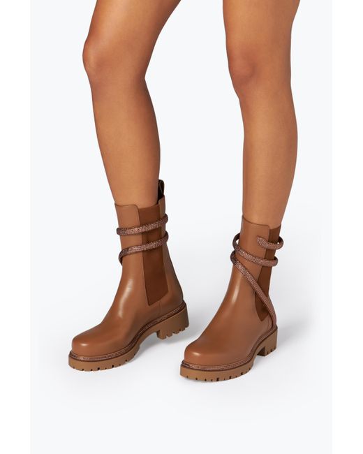 Rene Caovilla Brown Cleo Crystal Hazelnut Bootie 25