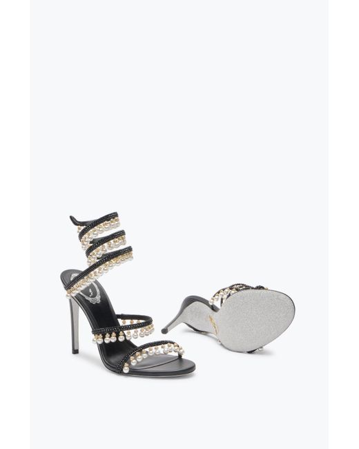 Rene Caovilla White Chandelier Sandal With Pearls 105