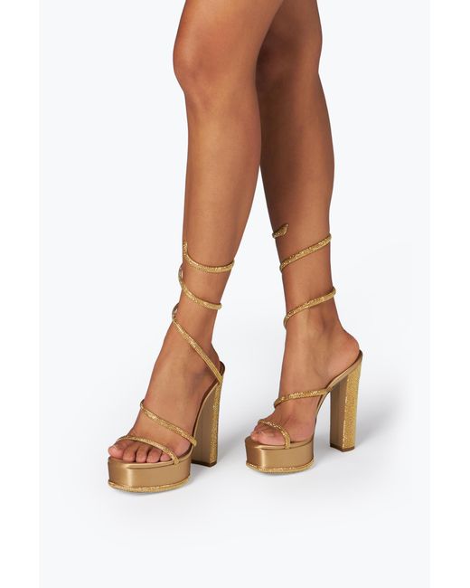 Rene Caovilla White Cleo Crystal Platform Sandal 130
