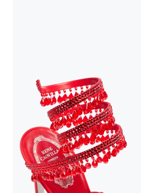 Rene Caovilla Red Chandelier Sandal 105