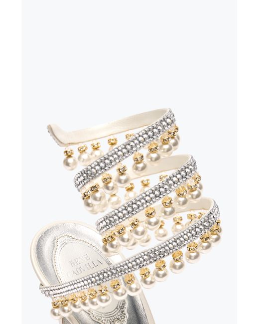 Rene Caovilla White Chandelier Ivory Sandal With Pearls 105