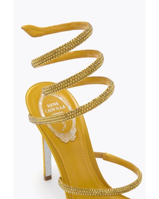 Rene Caovilla Metallic Cleo Mustard Sandal 105
