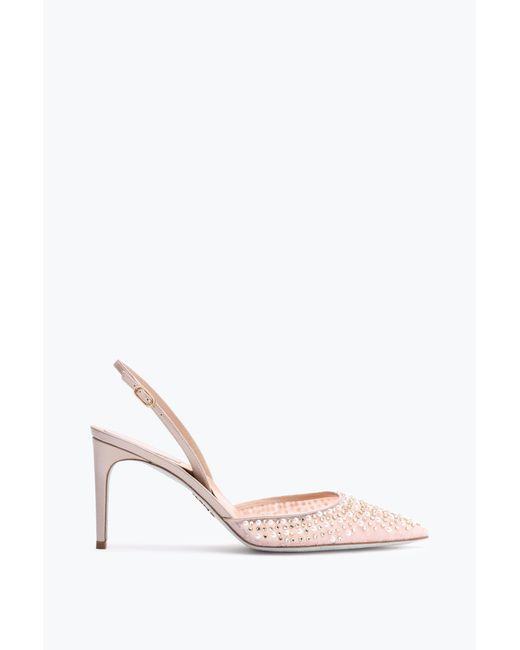 Rene Caovilla White Aretha Nude Slingback 80
