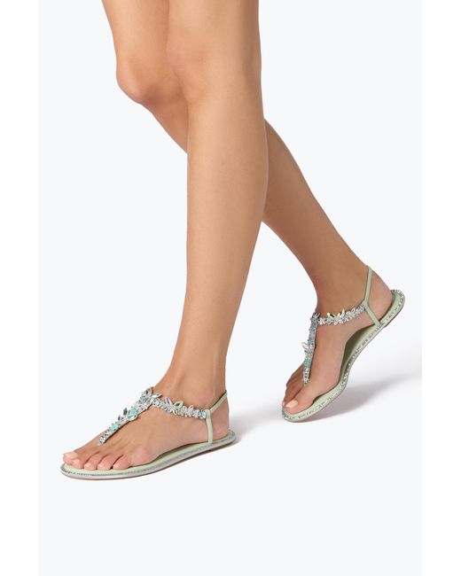Rene Caovilla White Eden Mint Thong Sandal 10