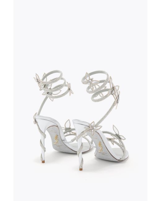Rene Caovilla White Margot Mirrored Sandal With Butterflies 105