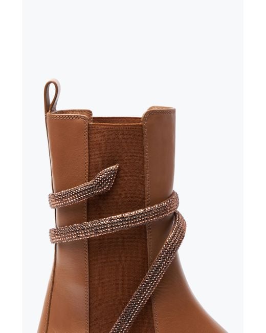 Rene Caovilla Brown Cleo Crystal Hazelnut Bootie 25