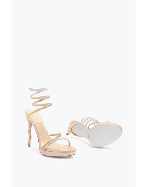 Rene Caovilla White Margot Plateau Sandal With And Crystals 120