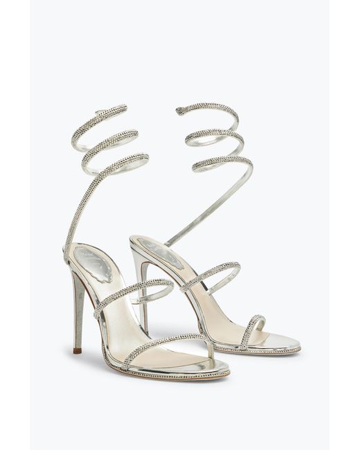Rene Caovilla White Cleo Crystal Sandal 105