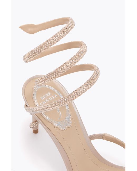 Rene Caovilla White Margot Nude Sandal 80