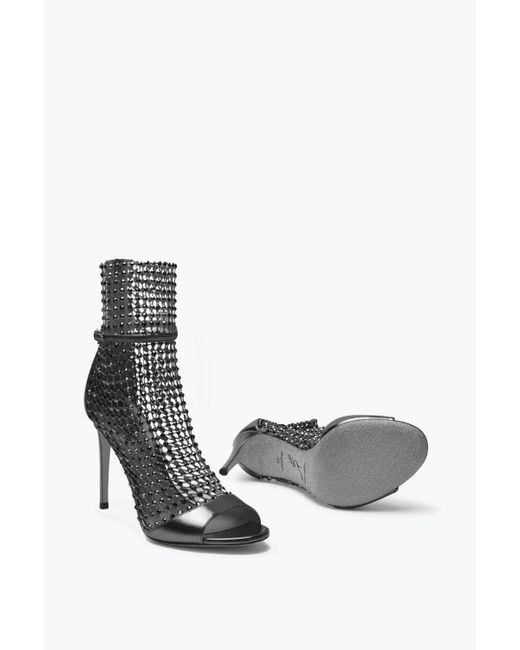 Rene Caovilla White Galaxia Metallic Anthracite Sandal 105