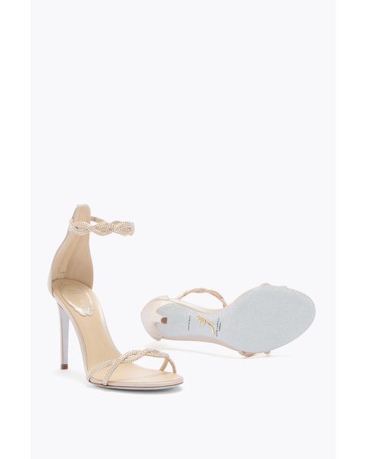 Rene Caovilla White Braid Champagne Sandal 105
